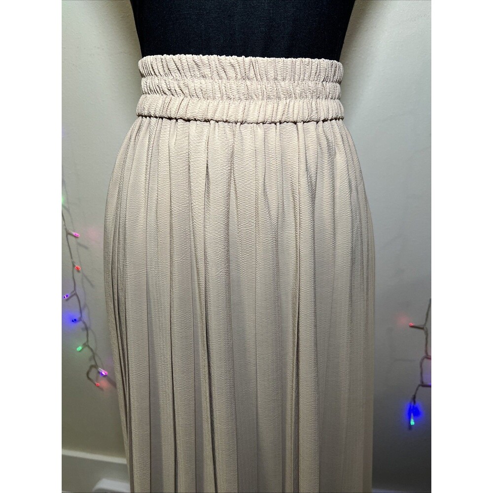 Women’s Tan Pleated Midi Skirt S Beverly Hills Troop Vibes - Picture 3 of 3